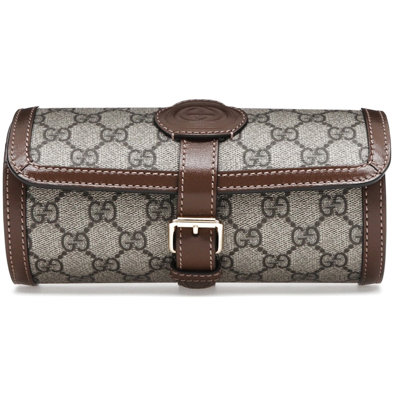Gucci Supreme Monogram Watch Role Bag Brown