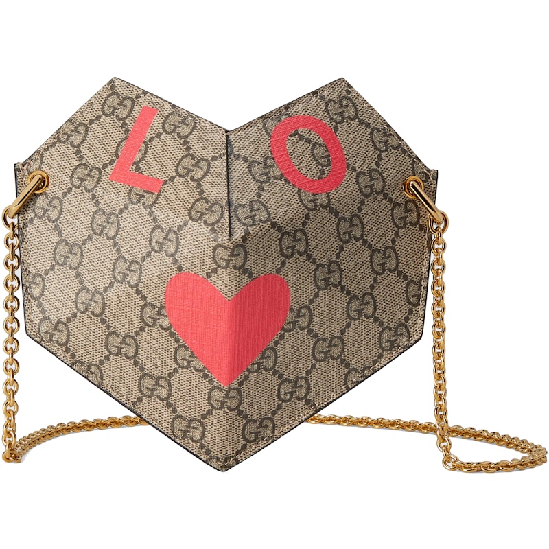 Gucci Valentine's Day Heart Bag Small GG Supreme Beige/Ebony