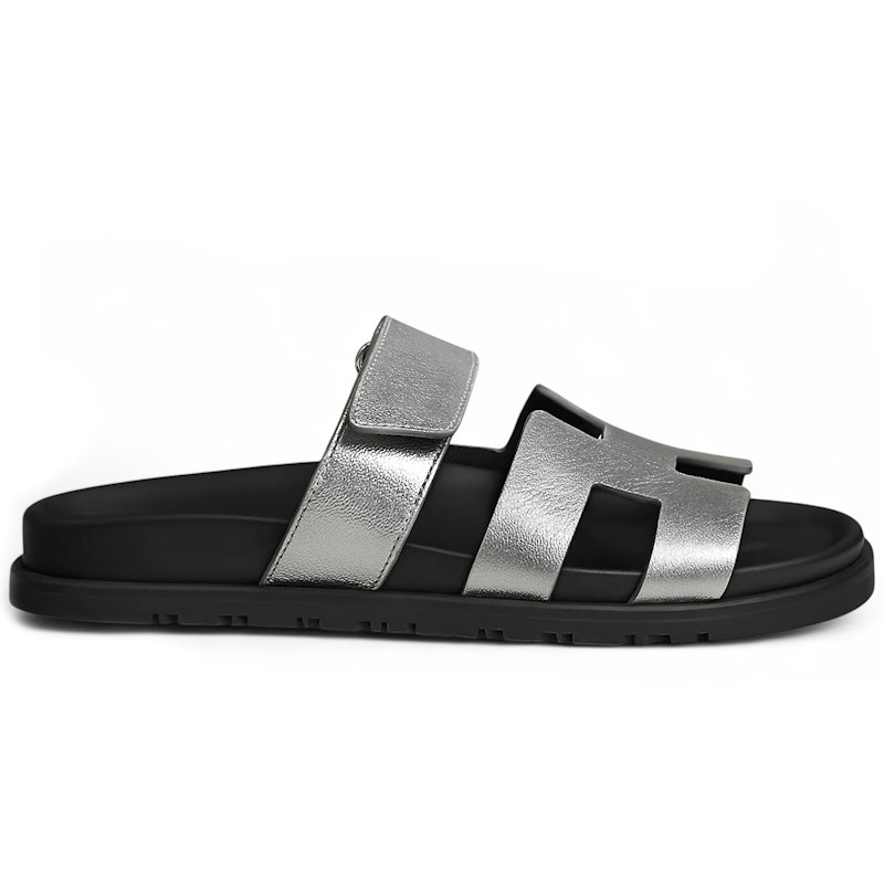 Hermes Chypre Sandal Gris ArgentÃ© Goatskin Metallic Finish (Women's)