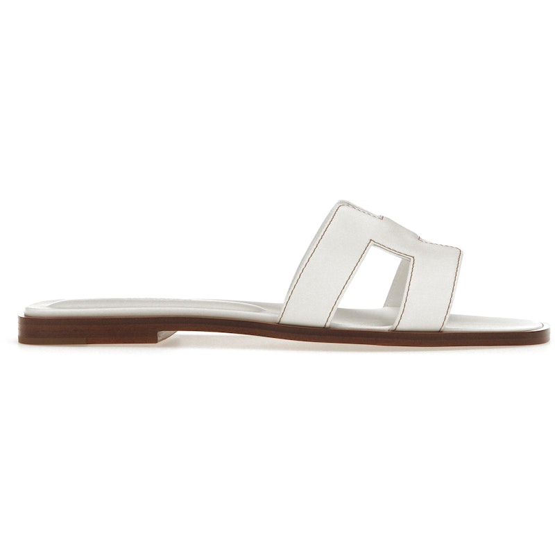 Hermes Oran Sandal Blanc Box Calfskin Leather