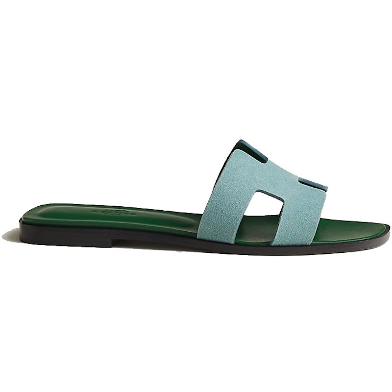 Hermes Oran Sandal Vert D'eau Suede Goatskin