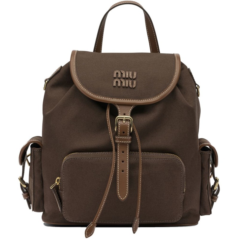 Miu Miu Canvas Backpack Cacao Brandy