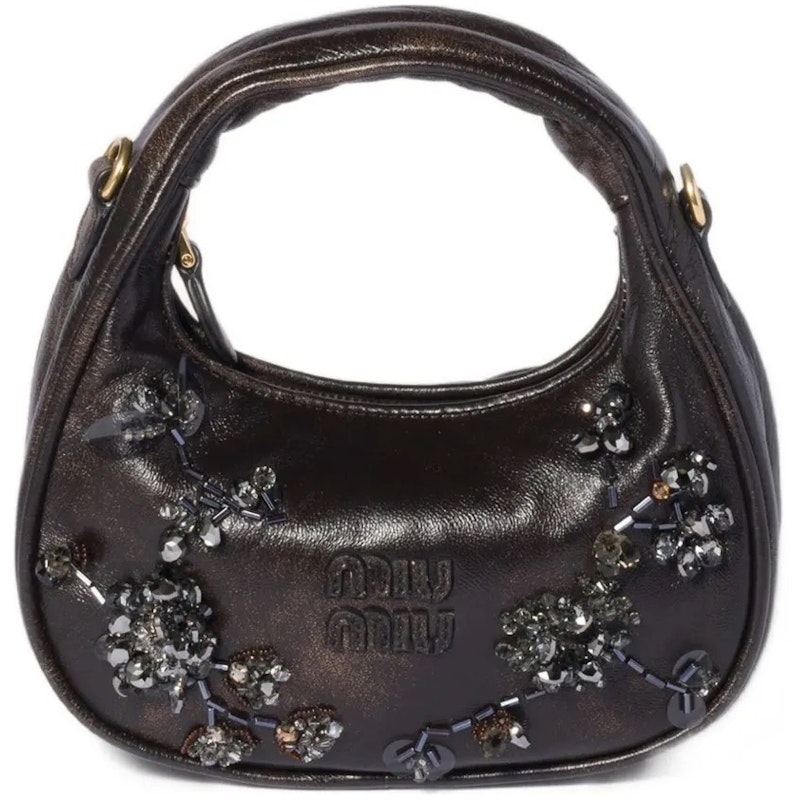 Miu Miu Embroidered Wander Bag Caffee