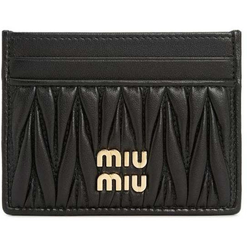 Miu Miu Matelasse Nappa Leather Card Holder Black