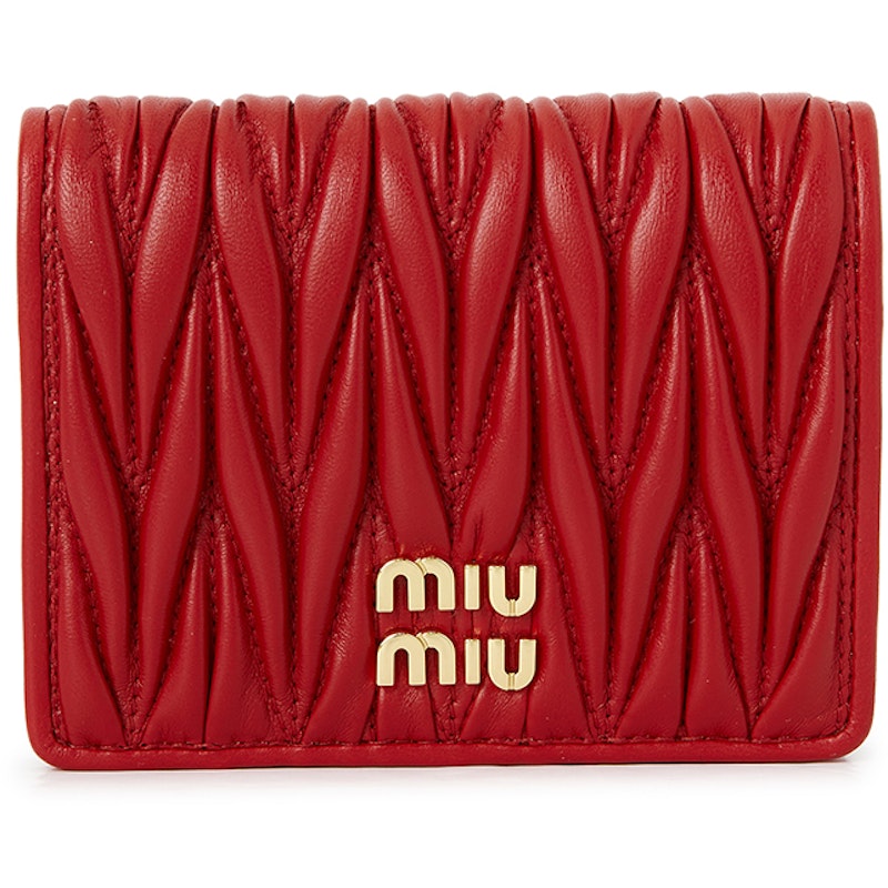 Miu Miu Matelasse Short Wallet Red