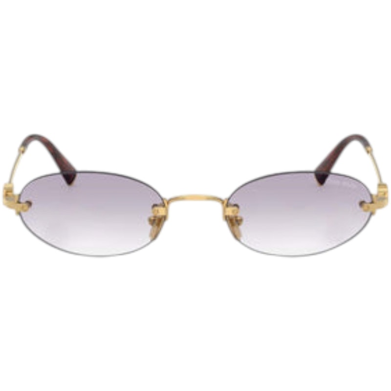 Miu Miu Oval Sunglasses Gold/Clear Gradient Dark Gray (0MU A54S 5AK04O)