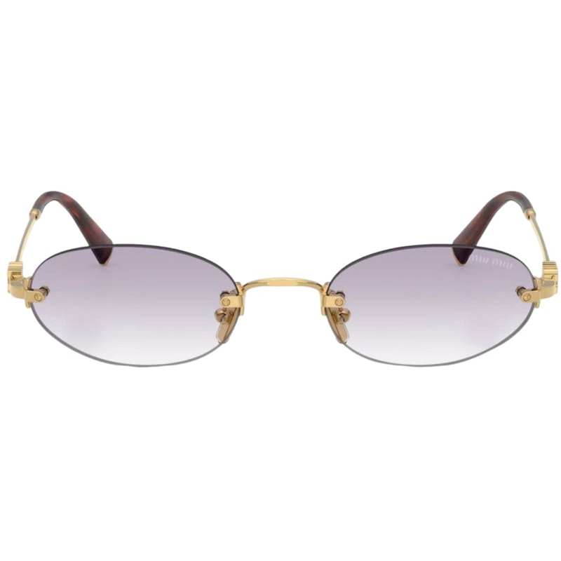 Miu Miu Oval Sunglasses Gold Clear Gradiant Gray (0MU A54S 5AK04O)