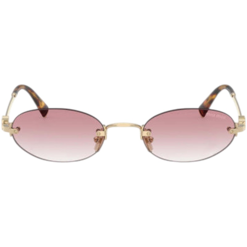 Miu Miu Oval Sunglasses Pale Gold (0MU A54S ZVN70O)