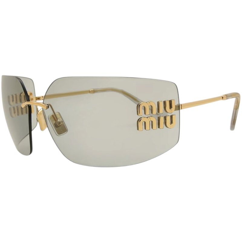 Miu Miu Square Frameless Logo Sunglasses Gold