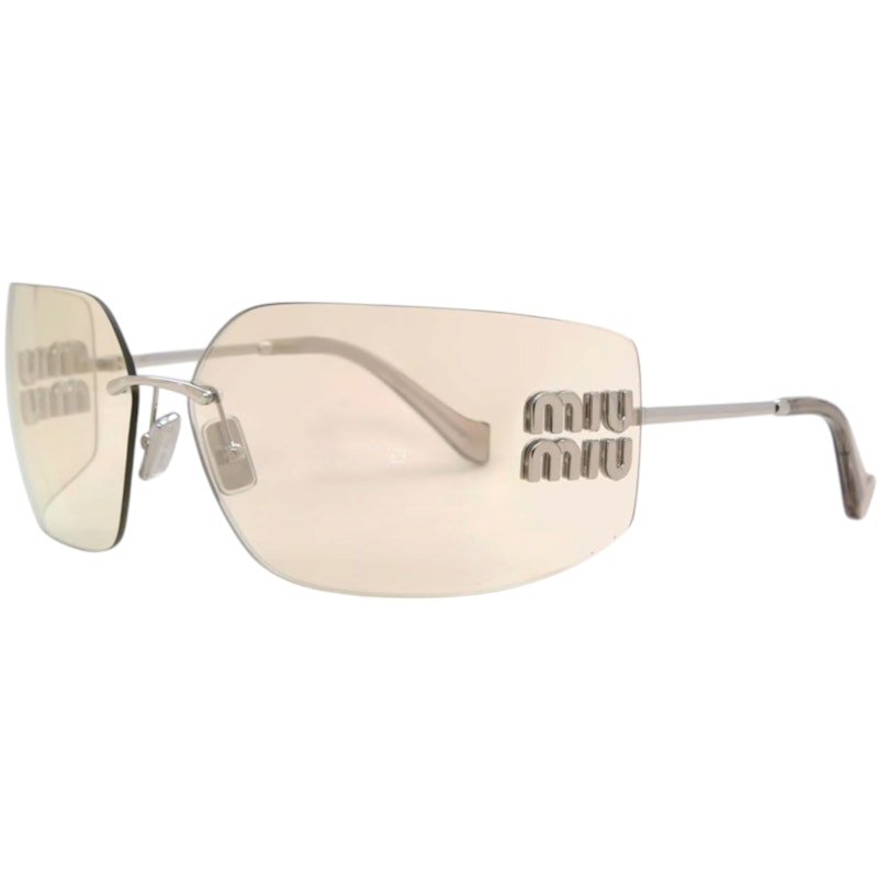 Miu Miu Square Frameless Logo Sunglasses Silver