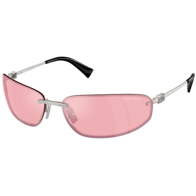Miu Miu Women's Logo Nocturne Sunglasses Silver Pink Mirror Lilac (0MU A50S 1BC70J)