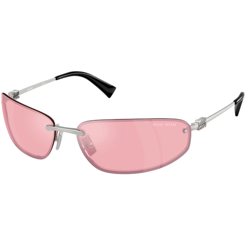 Miu Miu Womens Logo Nocturne Sunglasses Silver/Pink/Mirror Lilac (0MU A50S 1BC70J)