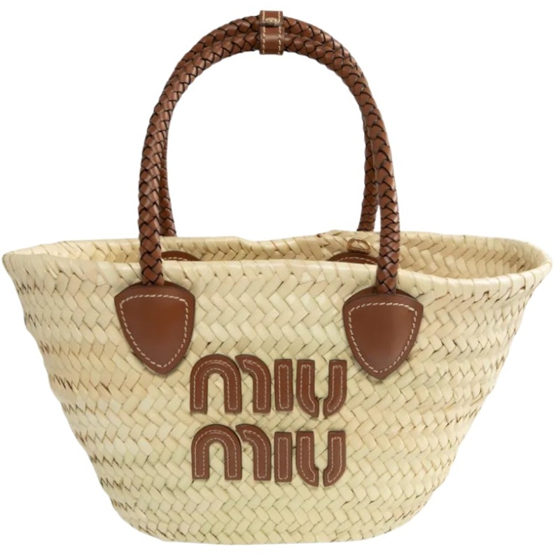 Miu Miu Woven Fabric Bag Naturale Cogn